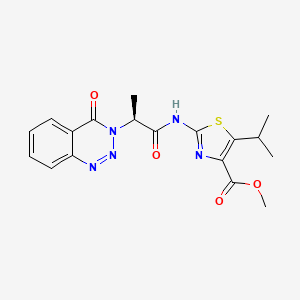 molecular formula C18H19N5O4S B10978713 methyl 2-{[(2S)-2-(4-oxo-1,2,3-benzotriazin-3(4H)-yl)propanoyl]amino}-5-(propan-2-yl)-1,3-thiazole-4-carboxylate 