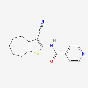 molecular formula C16H15N3OS B10978717 N-(3-cyano-5,6,7,8-tetrahydro-4H-cyclohepta[b]thiophen-2-yl)pyridine-4-carboxamide 