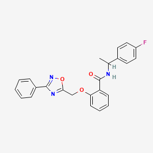 molecular formula C24H20FN3O3 B10978756 N-[1-(4-fluorophenyl)ethyl]-2-[(3-phenyl-1,2,4-oxadiazol-5-yl)methoxy]benzamide 