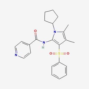 molecular formula C23H25N3O3S B10978869 N-[1-cyclopentyl-4,5-dimethyl-3-(phenylsulfonyl)-1H-pyrrol-2-yl]pyridine-4-carboxamide 