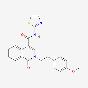 molecular formula C22H19N3O3S B10978877 2-(4-methoxyphenethyl)-1-oxo-N-(thiazol-2-yl)-1,2-dihydroisoquinoline-4-carboxamide 