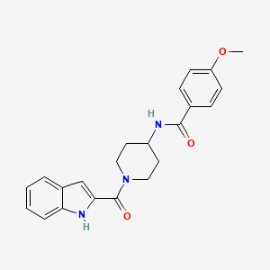 molecular formula C22H23N3O3 B10978879 N-[1-(1H-indol-2-ylcarbonyl)piperidin-4-yl]-4-methoxybenzamide 