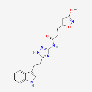 molecular formula C19H20N6O3 B10978898 N-{3-[2-(1H-indol-3-yl)ethyl]-1H-1,2,4-triazol-5-yl}-3-(3-methoxy-1,2-oxazol-5-yl)propanamide 