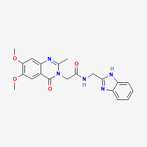 molecular formula C21H21N5O4 B10979100 N-(1H-benzimidazol-2-ylmethyl)-2-(6,7-dimethoxy-2-methyl-4-oxoquinazolin-3(4H)-yl)acetamide 
