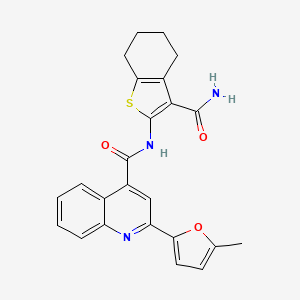 molecular formula C24H21N3O3S B10979189 N-(3-carbamoyl-4,5,6,7-tetrahydro-1-benzothiophen-2-yl)-2-(5-methylfuran-2-yl)quinoline-4-carboxamide CAS No. 5700-37-8