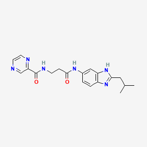 molecular formula C19H22N6O2 B10979327 N-(3-{[2-(2-methylpropyl)-1H-benzimidazol-6-yl]amino}-3-oxopropyl)pyrazine-2-carboxamide 