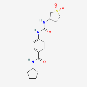 molecular formula C17H23N3O4S B10979470 N-cyclopentyl-4-{[(1,1-dioxidotetrahydrothiophen-3-yl)carbamoyl]amino}benzamide 