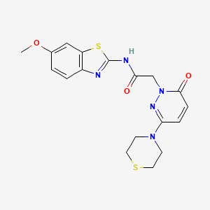 molecular formula C18H19N5O3S2 B10979529 N-(6-methoxy-1,3-benzothiazol-2-yl)-2-[6-oxo-3-(thiomorpholin-4-yl)pyridazin-1(6H)-yl]acetamide 