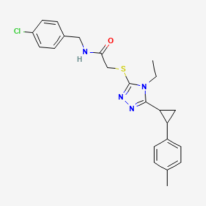 molecular formula C23H25ClN4OS B10979544 N-(4-chlorobenzyl)-2-({4-ethyl-5-[2-(4-methylphenyl)cyclopropyl]-4H-1,2,4-triazol-3-yl}sulfanyl)acetamide 