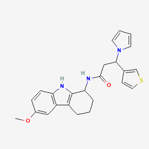 molecular formula C24H25N3O2S B10979548 N-(6-methoxy-2,3,4,9-tetrahydro-1H-carbazol-1-yl)-3-(1H-pyrrol-1-yl)-3-(thiophen-3-yl)propanamide 