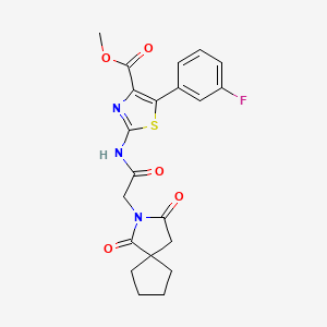 molecular formula C21H20FN3O5S B10979612 methyl (2Z)-2-{[(1,3-dioxo-2-azaspiro[4.4]non-2-yl)acetyl]imino}-5-(3-fluorophenyl)-2,3-dihydro-1,3-thiazole-4-carboxylate 