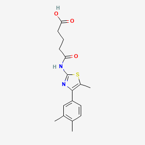 molecular formula C17H20N2O3S B10979861 5-{[4-(3,4-Dimethylphenyl)-5-methyl-1,3-thiazol-2-yl]amino}-5-oxopentanoic acid 