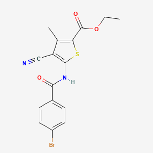molecular formula C16H13BrN2O3S B10979900 Ethyl 5-(4-bromobenzamido)-4-cyano-3-methylthiophene-2-carboxylate 