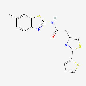 molecular formula C17H13N3OS3 B10979945 N-(6-methyl-1,3-benzothiazol-2-yl)-2-[2-(thiophen-2-yl)-1,3-thiazol-4-yl]acetamide 