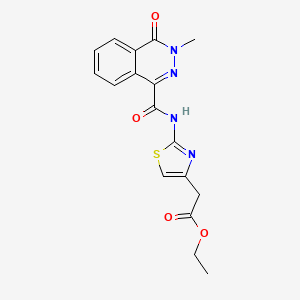 molecular formula C17H16N4O4S B10979946 Ethyl (2-{[(3-methyl-4-oxo-3,4-dihydrophthalazin-1-yl)carbonyl]amino}-1,3-thiazol-4-yl)acetate 