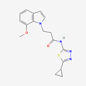 molecular formula C17H18N4O2S B10979967 N-(5-cyclopropyl-1,3,4-thiadiazol-2-yl)-3-(7-methoxy-1H-indol-1-yl)propanamide 