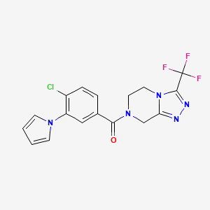 molecular formula C17H13ClF3N5O B10979979 [4-chloro-3-(1H-pyrrol-1-yl)phenyl][3-(trifluoromethyl)-5,6-dihydro[1,2,4]triazolo[4,3-a]pyrazin-7(8H)-yl]methanone 