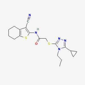 molecular formula C19H23N5OS2 B10979995 N-(3-cyano-4,5,6,7-tetrahydro-1-benzothiophen-2-yl)-2-[(5-cyclopropyl-4-propyl-4H-1,2,4-triazol-3-yl)sulfanyl]acetamide 