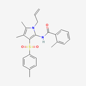molecular formula C24H26N2O3S B10980016 N-{4,5-dimethyl-3-[(4-methylphenyl)sulfonyl]-1-(prop-2-en-1-yl)-1H-pyrrol-2-yl}-2-methylbenzamide 
