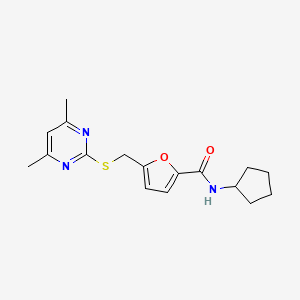 molecular formula C17H21N3O2S B10980037 N-cyclopentyl-5-{[(4,6-dimethylpyrimidin-2-yl)sulfanyl]methyl}furan-2-carboxamide 