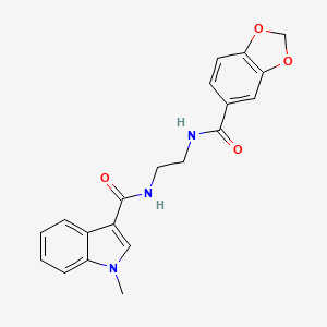 molecular formula C20H19N3O4 B10980044 N-{2-[(1,3-benzodioxol-5-ylcarbonyl)amino]ethyl}-1-methyl-1H-indole-3-carboxamide 