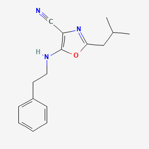 molecular formula C16H19N3O B10980046 2-(2-Methylpropyl)-5-[(2-phenylethyl)amino]-1,3-oxazole-4-carbonitrile 