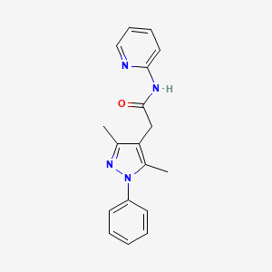 molecular formula C18H18N4O B10980085 2-(3,5-dimethyl-1-phenyl-1H-pyrazol-4-yl)-N-(pyridin-2-yl)acetamide 