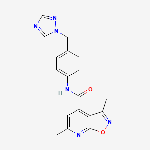 molecular formula C18H16N6O2 B10980110 3,6-dimethyl-N-[4-(1H-1,2,4-triazol-1-ylmethyl)phenyl][1,2]oxazolo[5,4-b]pyridine-4-carboxamide 
