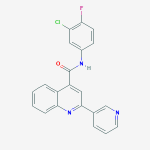 molecular formula C21H13ClFN3O B10980183 N-(3-chloro-4-fluorophenyl)-2-(pyridin-3-yl)quinoline-4-carboxamide 