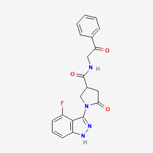 molecular formula C20H17FN4O3 B10980191 1-(4-fluoro-2H-indazol-3-yl)-5-oxo-N-(2-oxo-2-phenylethyl)pyrrolidine-3-carboxamide 