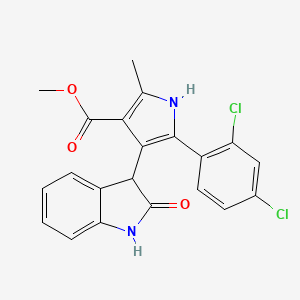 molecular formula C21H16Cl2N2O3 B10980223 methyl 5-(2,4-dichlorophenyl)-2-methyl-4-(2-oxo-2,3-dihydro-1H-indol-3-yl)-1H-pyrrole-3-carboxylate 