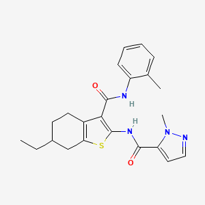 molecular formula C23H26N4O2S B10980320 N-{6-ethyl-3-[(2-methylphenyl)carbamoyl]-4,5,6,7-tetrahydro-1-benzothiophen-2-yl}-1-methyl-1H-pyrazole-5-carboxamide 