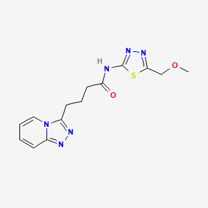 molecular formula C14H16N6O2S B10981094 N-[5-(methoxymethyl)-1,3,4-thiadiazol-2-yl]-4-([1,2,4]triazolo[4,3-a]pyridin-3-yl)butanamide 