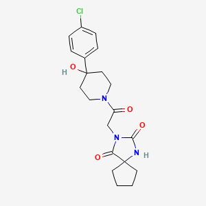 molecular formula C20H24ClN3O4 B10981235 3-(2-(4-(4-Chlorophenyl)-4-hydroxypiperidin-1-yl)-2-oxoethyl)-1,3-diazaspiro[4.4]nonane-2,4-dione 