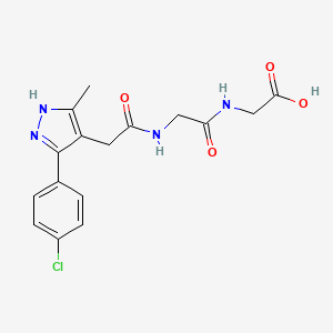 molecular formula C16H17ClN4O4 B10981832 N-{[5-(4-chlorophenyl)-3-methyl-1H-pyrazol-4-yl]acetyl}glycylglycine 