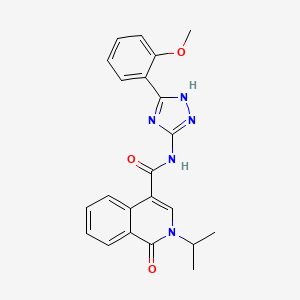 molecular formula C22H21N5O3 B10981928 N-[3-(2-methoxyphenyl)-1H-1,2,4-triazol-5-yl]-1-oxo-2-(propan-2-yl)-1,2-dihydroisoquinoline-4-carboxamide 