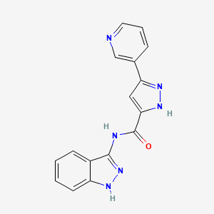 molecular formula C16H12N6O B10981984 N-(1H-indazol-3-yl)-5-(pyridin-3-yl)-1H-pyrazole-3-carboxamide 