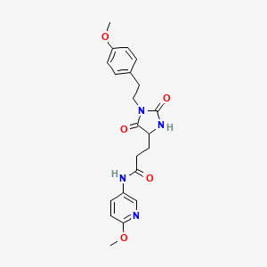 molecular formula C21H24N4O5 B10982177 3-{1-[2-(4-methoxyphenyl)ethyl]-2,5-dioxoimidazolidin-4-yl}-N-(6-methoxypyridin-3-yl)propanamide 
