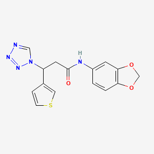 molecular formula C15H13N5O3S B10982474 N-(1,3-benzodioxol-5-yl)-3-(1H-tetrazol-1-yl)-3-(thiophen-3-yl)propanamide 