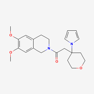 molecular formula C22H28N2O4 B10982808 1-(6,7-dimethoxy-3,4-dihydroisoquinolin-2(1H)-yl)-2-[4-(1H-pyrrol-1-yl)oxan-4-yl]ethan-1-one 
