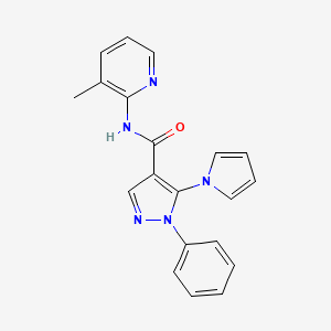molecular formula C20H17N5O B10982854 N-(3-methylpyridin-2-yl)-1-phenyl-5-(1H-pyrrol-1-yl)-1H-pyrazole-4-carboxamide 