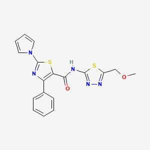 molecular formula C18H15N5O2S2 B10982893 N-[(2Z)-5-(methoxymethyl)-1,3,4-thiadiazol-2(3H)-ylidene]-4-phenyl-2-(1H-pyrrol-1-yl)-1,3-thiazole-5-carboxamide 
