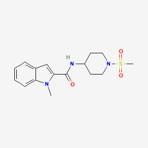 molecular formula C16H21N3O3S B10982923 1-methyl-N-(1-(methylsulfonyl)piperidin-4-yl)-1H-indole-2-carboxamide 