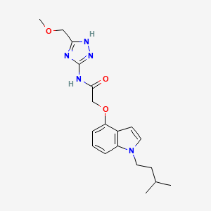 molecular formula C19H25N5O3 B10982960 N-[5-(methoxymethyl)-4H-1,2,4-triazol-3-yl]-2-{[1-(3-methylbutyl)-1H-indol-4-yl]oxy}acetamide 