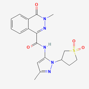 molecular formula C18H19N5O4S B10983112 N-[1-(1,1-dioxidotetrahydrothiophen-3-yl)-3-methyl-1H-pyrazol-5-yl]-3-methyl-4-oxo-3,4-dihydrophthalazine-1-carboxamide 