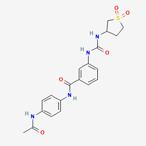 molecular formula C20H22N4O5S B10983118 N-[4-(acetylamino)phenyl]-3-{[(1,1-dioxidotetrahydrothiophen-3-yl)carbamoyl]amino}benzamide 