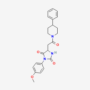 molecular formula C23H25N3O4 B10983126 3-(4-Methoxyphenyl)-5-[2-oxo-2-(4-phenylpiperidin-1-yl)ethyl]imidazolidine-2,4-dione 