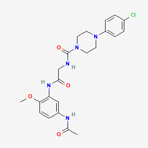 molecular formula C22H26ClN5O4 B10983223 N-(2-{[5-(acetylamino)-2-methoxyphenyl]amino}-2-oxoethyl)-4-(4-chlorophenyl)piperazine-1-carboxamide 