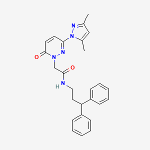 molecular formula C26H27N5O2 B10983626 2-(3-(3,5-dimethyl-1H-pyrazol-1-yl)-6-oxopyridazin-1(6H)-yl)-N-(3,3-diphenylpropyl)acetamide 