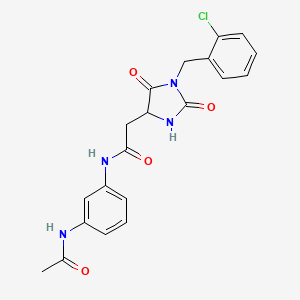 molecular formula C20H19ClN4O4 B10983670 N-[3-(acetylamino)phenyl]-2-[1-(2-chlorobenzyl)-2,5-dioxoimidazolidin-4-yl]acetamide 